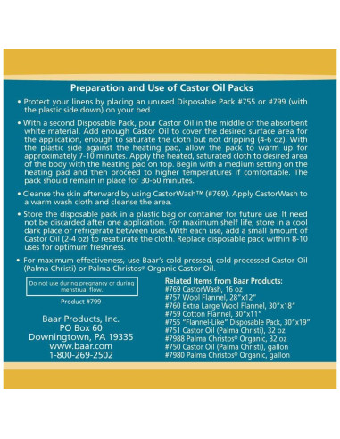 Paquete Desechable de Aceite de Ricino Baar Pequeño 43x61cm