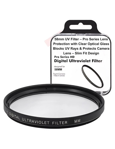 Filtro UV Acuvar 58mm para Lentes de Cámara DSLR y Sin Espejo