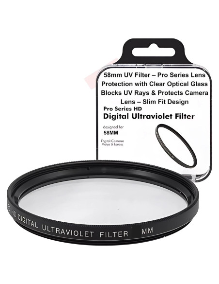 Filtro UV Acuvar 58mm para Lentes de Cámara DSLR y Sin Espejo