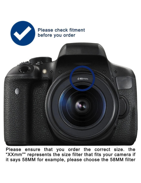 Filtro UV Acuvar 58mm para Lentes de Cámara DSLR y Sin Espejo