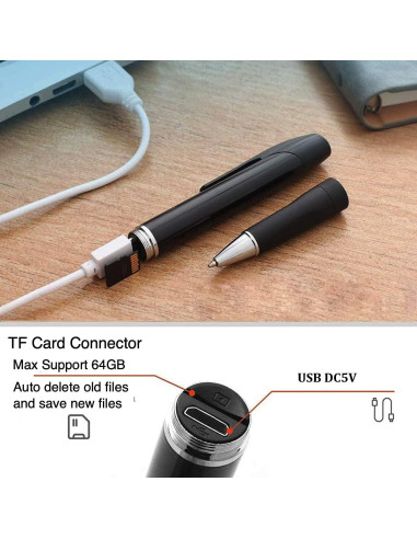 Cámara Bolígrafo DUVIX Mini 1080P Portátil Seguridad 32GB