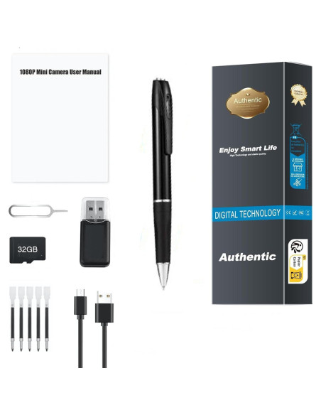 Cámara Bolígrafo DUVIX Mini 1080P Portátil Seguridad 32GB