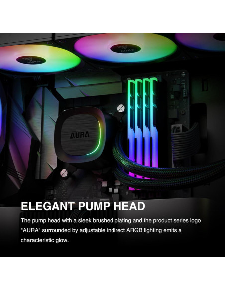 GAMDIAS AURA GLV2 Enfriador Líquido 360mm ARGB PWM Negro