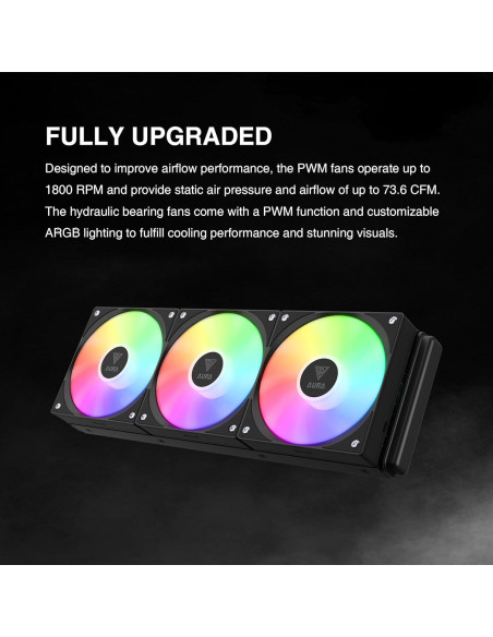 GAMDIAS AURA GLV2 Enfriador Líquido 360mm ARGB PWM Negro