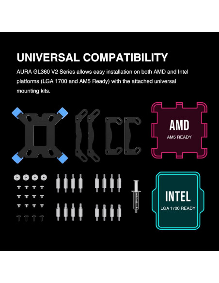 GAMDIAS AURA GLV2 Enfriador Líquido 360mm ARGB PWM Negro