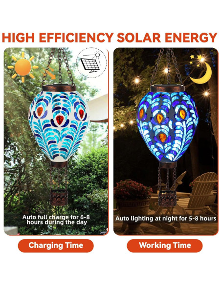 Linterna Solar de Globo Aerostático VOREEN con Diseño de Pavo Real