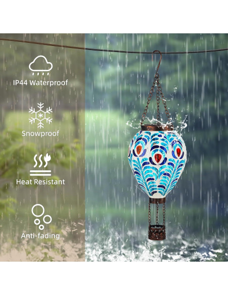 Linterna Solar de Globo Aerostático VOREEN con Diseño de Pavo Real