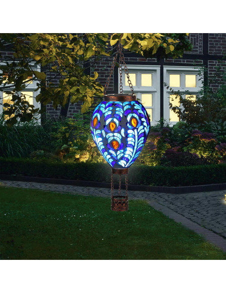 Linterna Solar de Globo Aerostático VOREEN con Diseño de Pavo Real