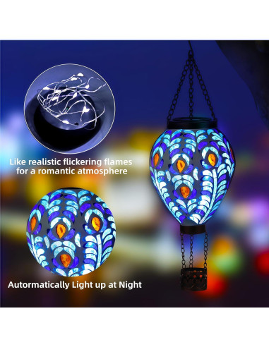 Linterna Solar de Globo Aerostático VOREEN con Diseño de Pavo Real