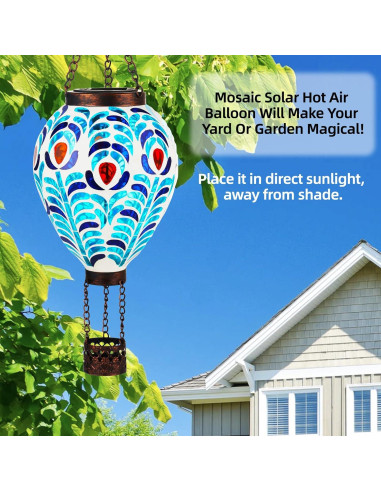 Linterna Solar de Globo Aerostático VOREEN con Diseño de Pavo Real