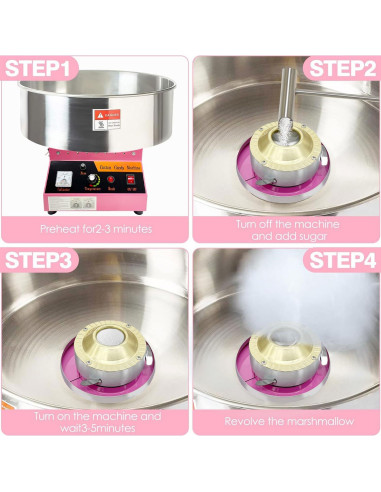 Máquina de Algodón de Azúcar Xapigo 1080W 2.2L Rosa