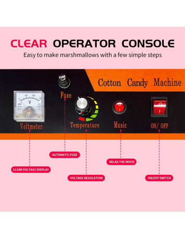 Máquina de Algodón de Azúcar Xapigo 1080W 2.2L Rosa