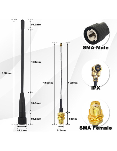 Antena de Pala 10dBi Kaunosta 17cm LoRa 915MHz SMA Macho