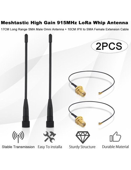 Antena de Pala 10dBi Kaunosta 17cm LoRa 915MHz SMA Macho