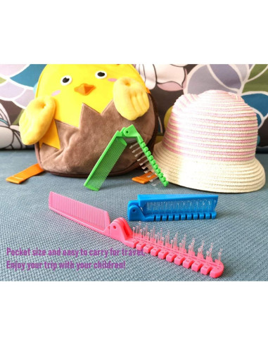 Juego de 3 Cepillos de Viaje Plegables FonteeUS - Verde/Rosa/Azul