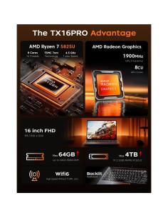 Laptop KAIGERR TX16PRO 16" AMD Ryzen 7 16GB RAM 512GB SSD 2