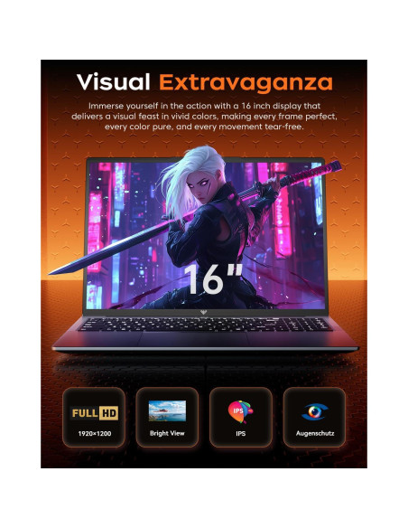 Laptop KAIGERR TX16PRO 16" AMD Ryzen 7 16GB RAM 512GB SSD