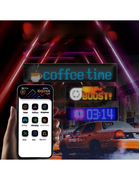 Cartel LED programable CarPanidic 58.4x12.7cm negro