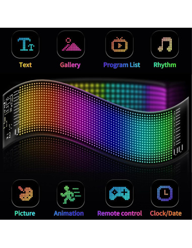 Cartel LED programable CarPanidic 58.4x12.7cm negro