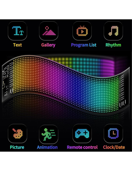 Cartel LED programable CarPanidic 58.4x12.7cm negro