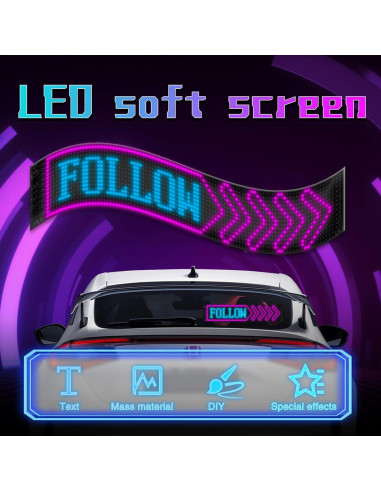 Cartel LED programable CarPanidic 58.4x12.7cm negro