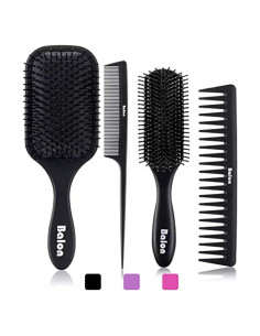 Set de 4 Cepillos Desenredantes Balon para Todo Tipo de Cabello