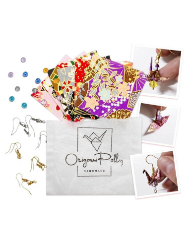 Kit de Pendientes de Origami Origamipolly - 10 Piezas de Papel Washi