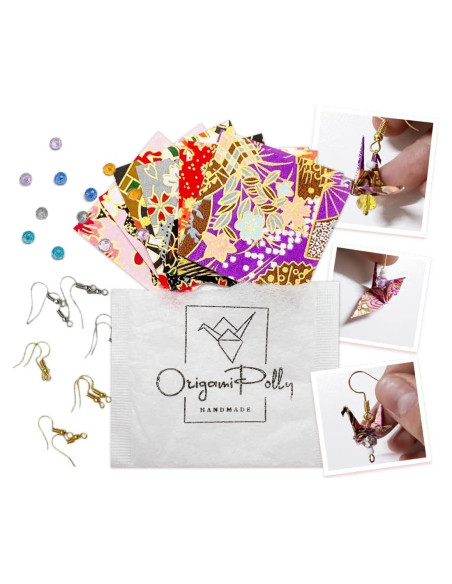 Kit de Pendientes de Origami Origamipolly - 10 Piezas de Papel Washi