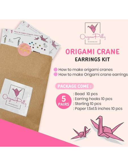 Kit de Pendientes de Origami Origamipolly - 10 Piezas de Papel Washi