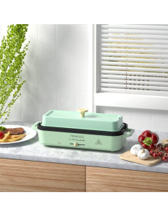 Plancha Eléctrica Multifuncional HeHoGoGo con 2 Sartenes Antiadherentes 2