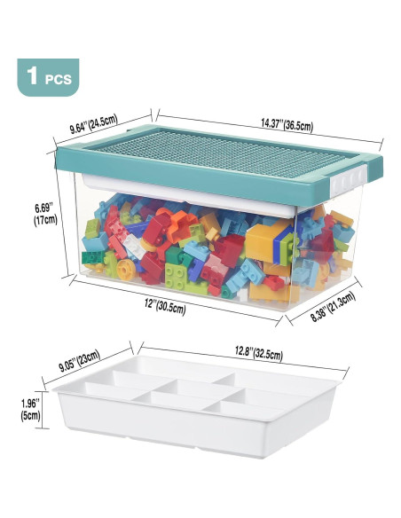 Caja de Almacenamiento de Plástico Loobuu Verde 36.5x24.5cm