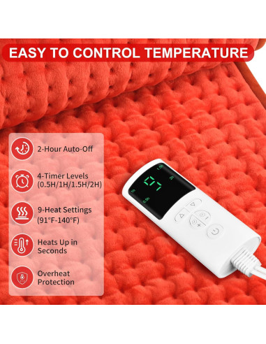 Almohadilla Térmica Eléctrica XL Xinle 84x43cm 9 Niveles Calor