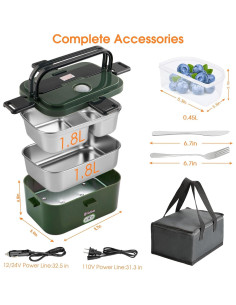 Caja de Almuerzo Eléctrica Kabbas 1.8L Doble Contenedor 100W 2