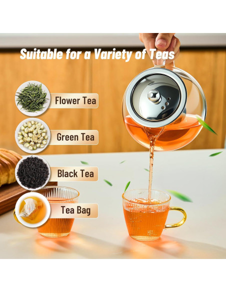 Tetera de vidrio Baalaka 650ml con infusor de acero inoxidable