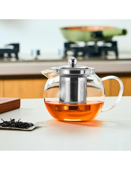 Tetera de vidrio Baalaka 650ml con infusor de acero inoxidable
