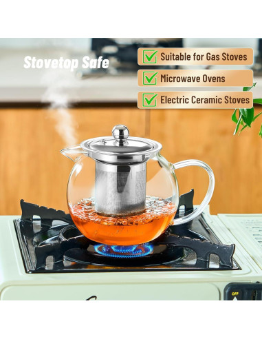 Tetera de vidrio Baalaka 650ml con infusor de acero inoxidable