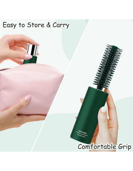 Cepillo Redondo de Viaje CANIPHA para Cabello Rizado y Liso Verde