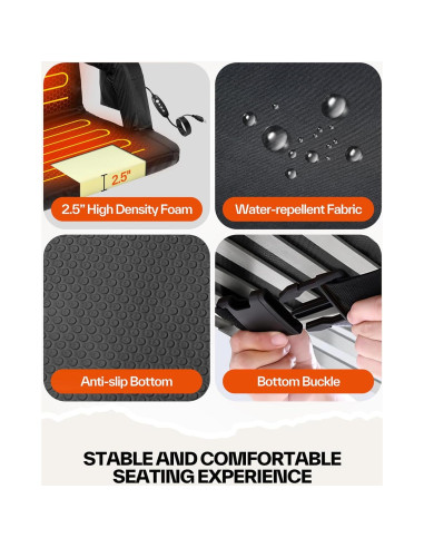 Asiento de Estadio Calentado Sportneer 52.1 cm 6 Posiciones