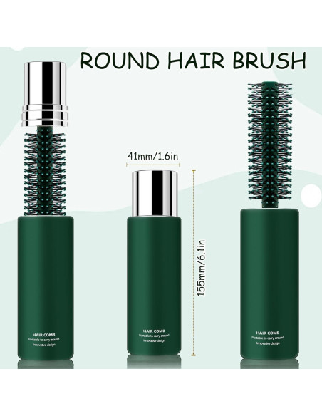 Cepillo Redondo de Viaje CANIPHA para Cabello Rizado y Liso Verde