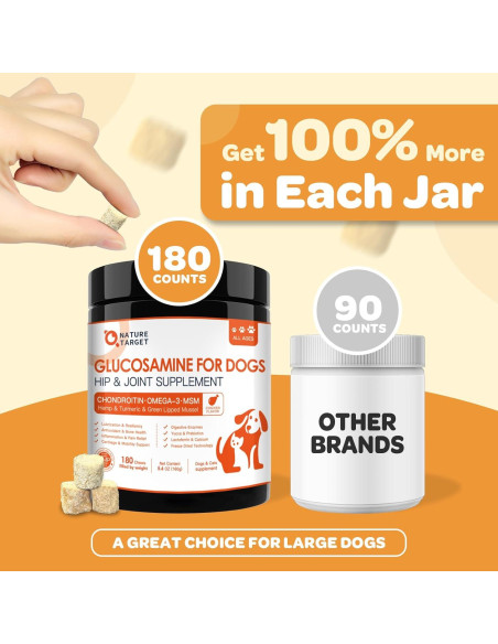 NATURE TARGET Glucosamina para Perros 180 Masticables Salud Articular