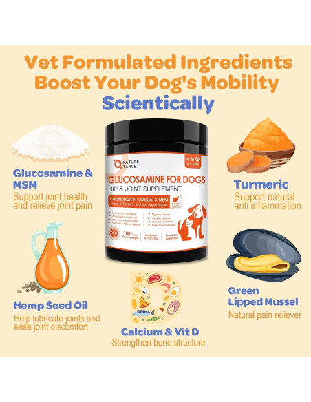 NATURE TARGET Glucosamina para Perros 180 Masticables Salud Articular