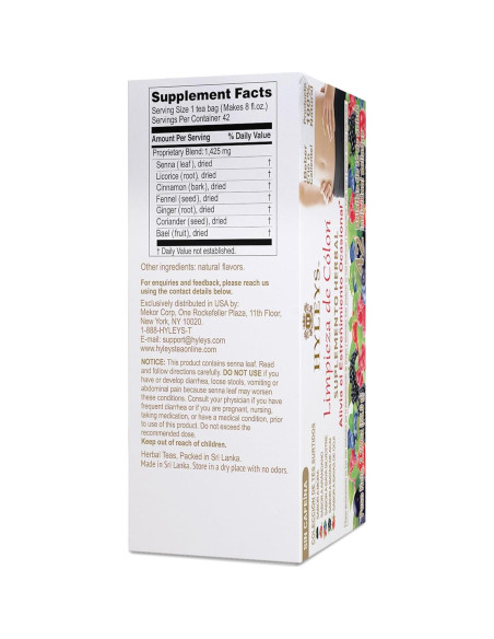 Té Herbal de Limpieza de Colon Hyleys - 42 Bolsitas Sin Cafeína