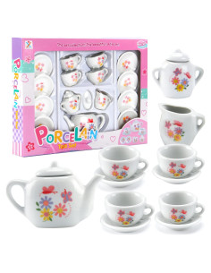 Juego de té miniatura Liberty Imports 16 piezas cerámica