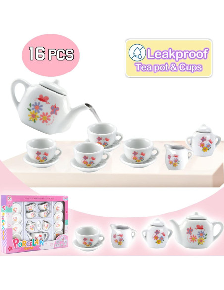 Juego de té miniatura Liberty Imports 16 piezas cerámica