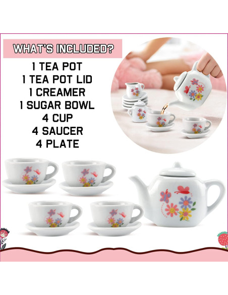 Juego de té miniatura Liberty Imports 16 piezas cerámica