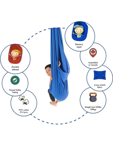 Hamaca Sensorial DreamGYM Extra Grande Azul 95% Algodón