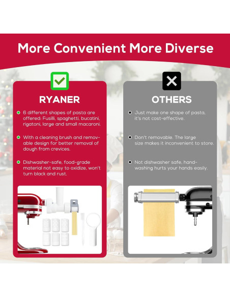 Accesorio para Hacer Pasta 6 en 1 RYANER para KitchenAid