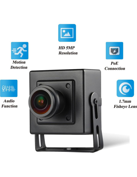 Cámara IP Mini PoE REVODATA I706-3-P-A 5MP Fisheye 180