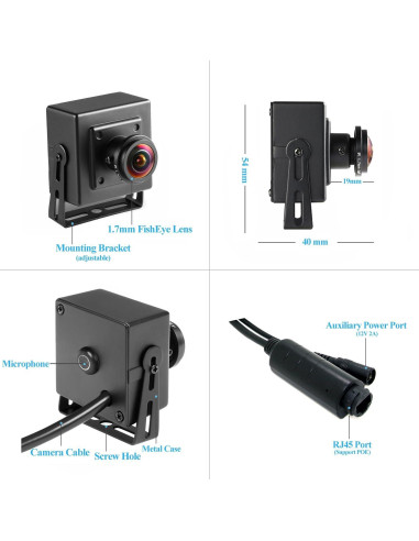 Cámara IP Mini PoE REVODATA I706-3-P-A 5MP Fisheye 180