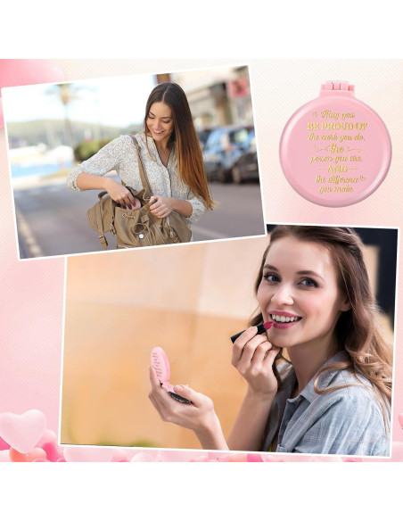 Set de 12 Cepillos de Pelo Plegables Leinuosen con Espejo Rosa